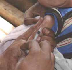 A child being given the BCG vaccine in their upper right arm &#169 AMREF Demsissew Bizuwork