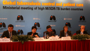 WHO Magaret Chan, Bill Gates, and Minister Chen Zhu from China 